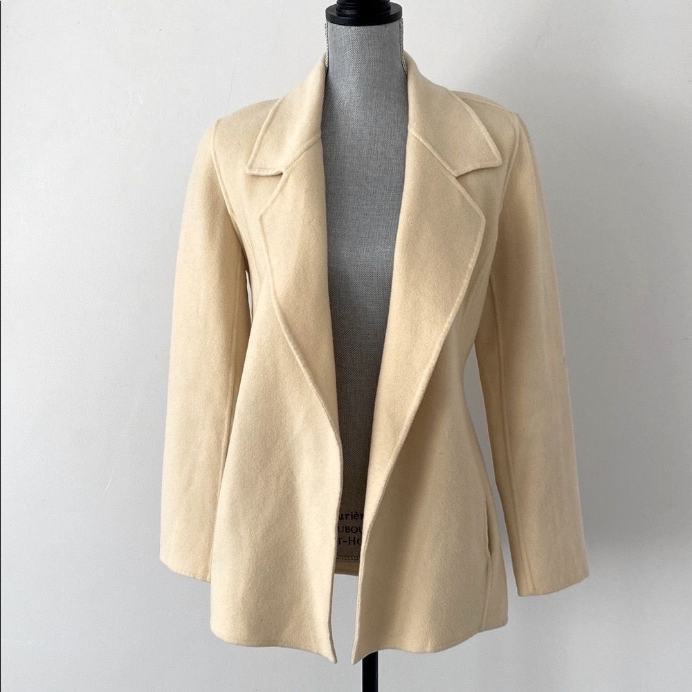 Linda Allard Ellen Tracy Soft Wool Open Front Brazer Jacket Sz 6 Butter Yellow